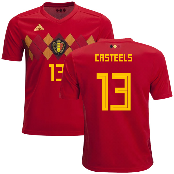 Belgium #13 Casteels Home Kid Soccer Country Jersey